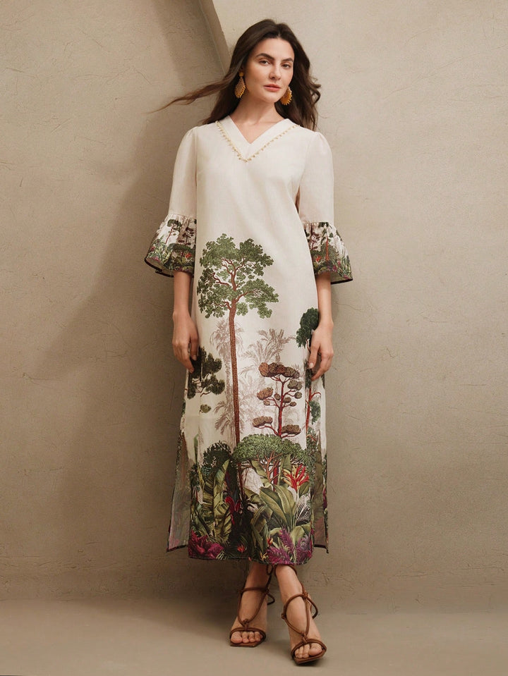 SHEIN maxi ruha, krém