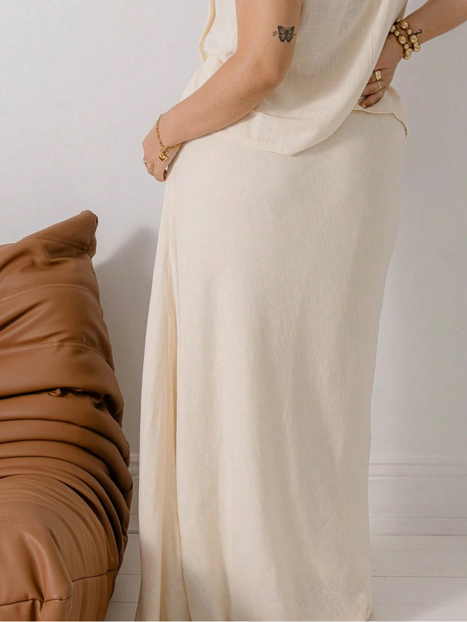 Fusta maxi SHEIN, crem