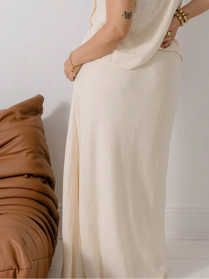Fusta maxi SHEIN, crem