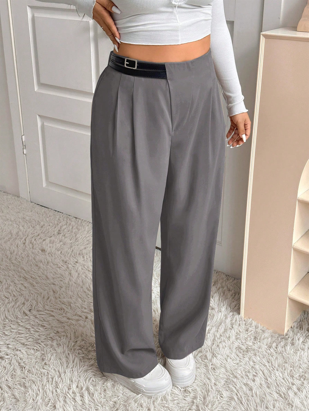 Pantalon de costum SHEIN, gri