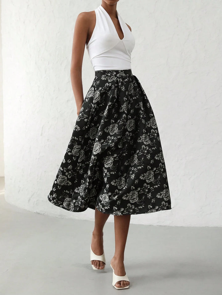Fusta midi Shein, mix culori
