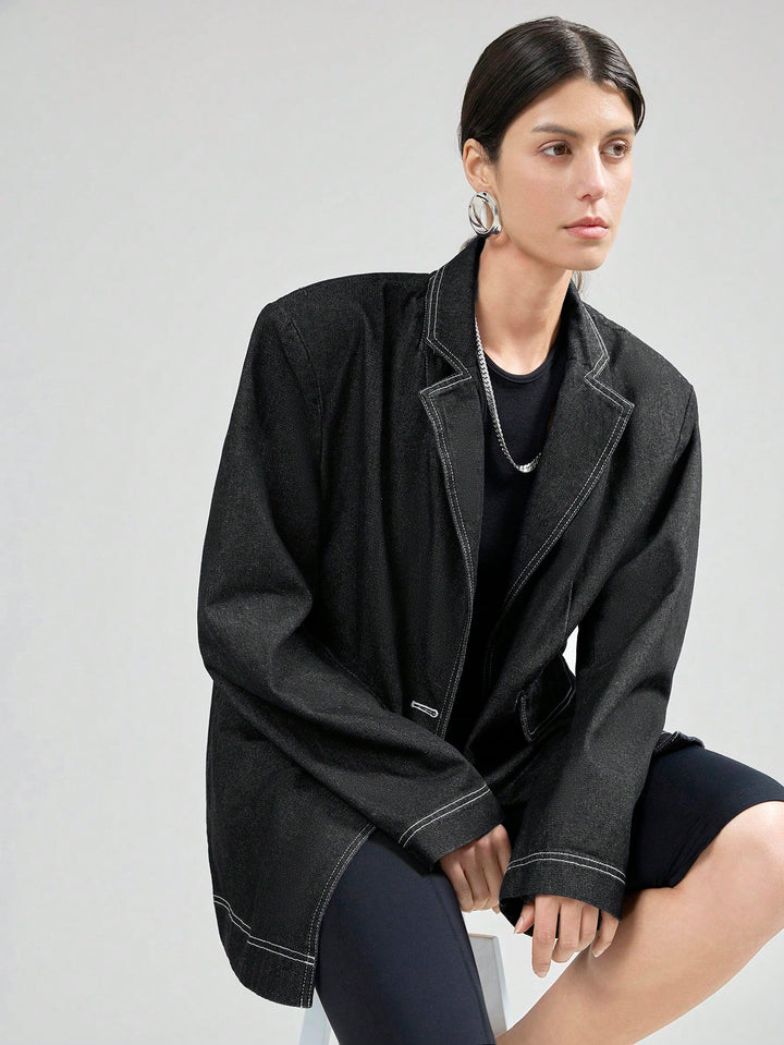 Jachetă denim casual SHEIN, albastru
