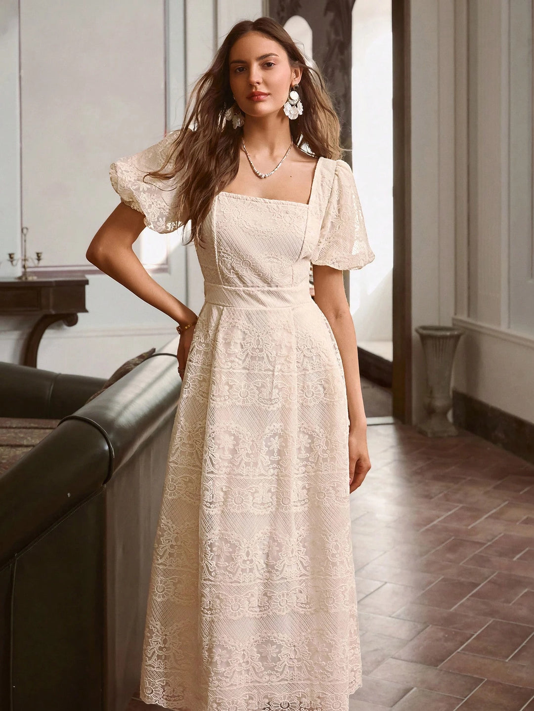 Rochie maxi SHEIN, crem