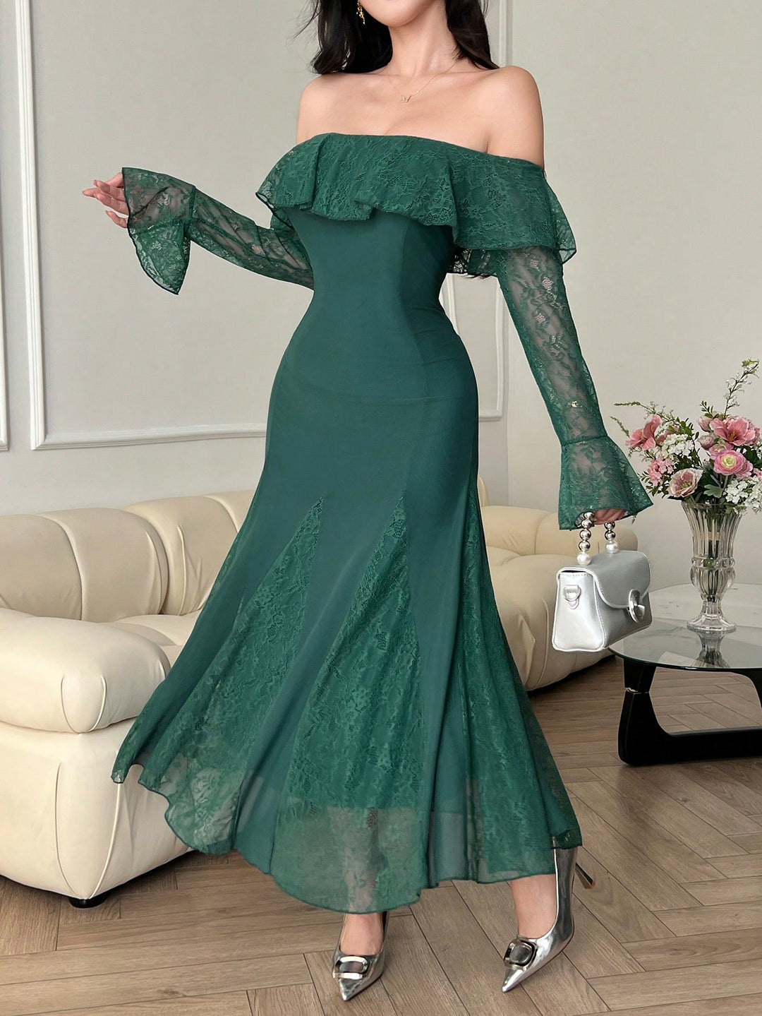 SHEIN maxi ruha, zöld