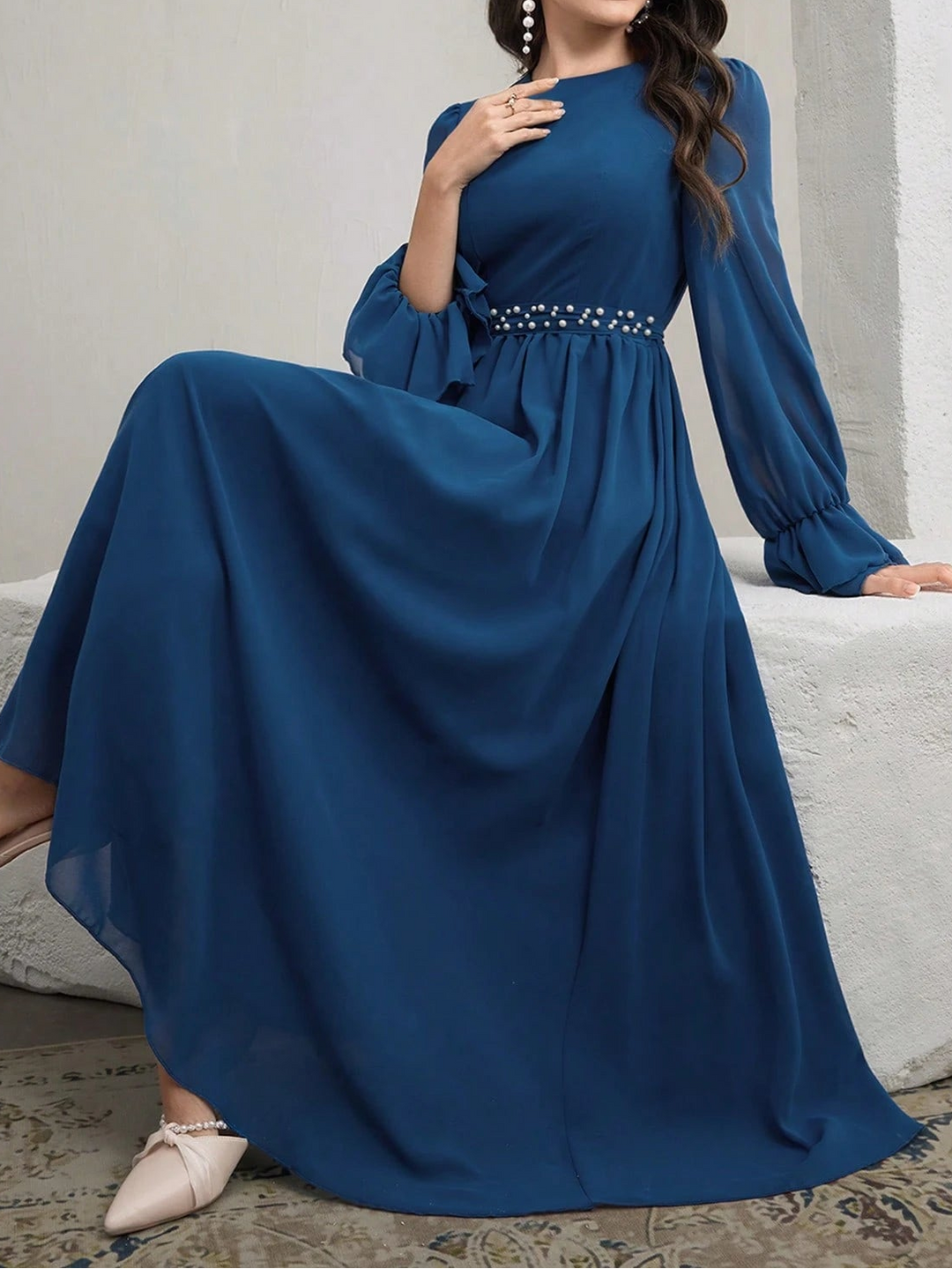 Shein midi ruha, kék