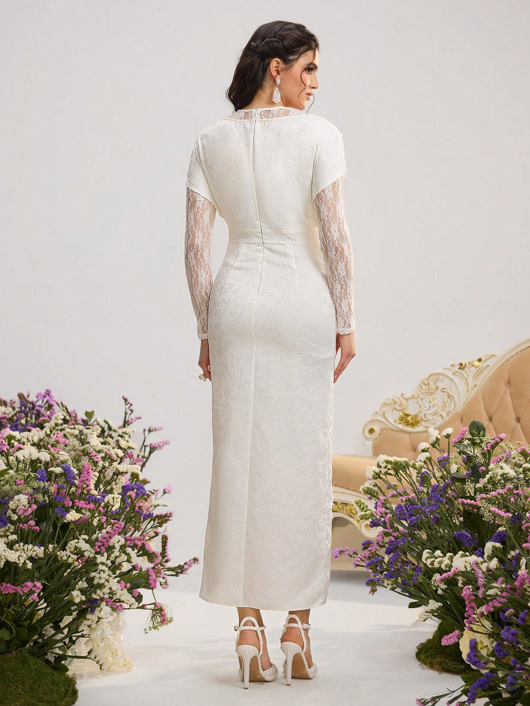 Rochie maxi SHEIN, crem