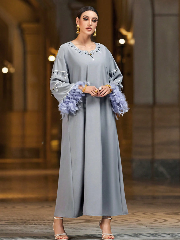 Set caftan și jalabiya SHEIN, gri