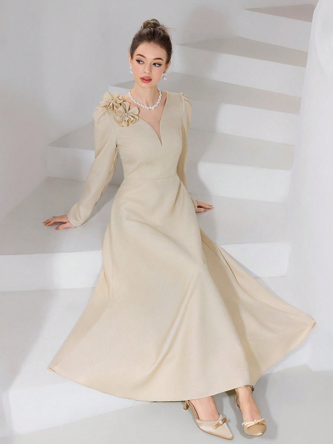 Rochie maxi SHEIN, bej