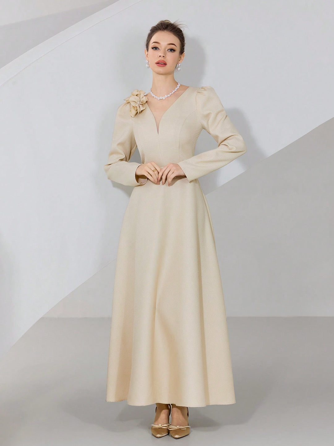 Rochie maxi SHEIN, bej