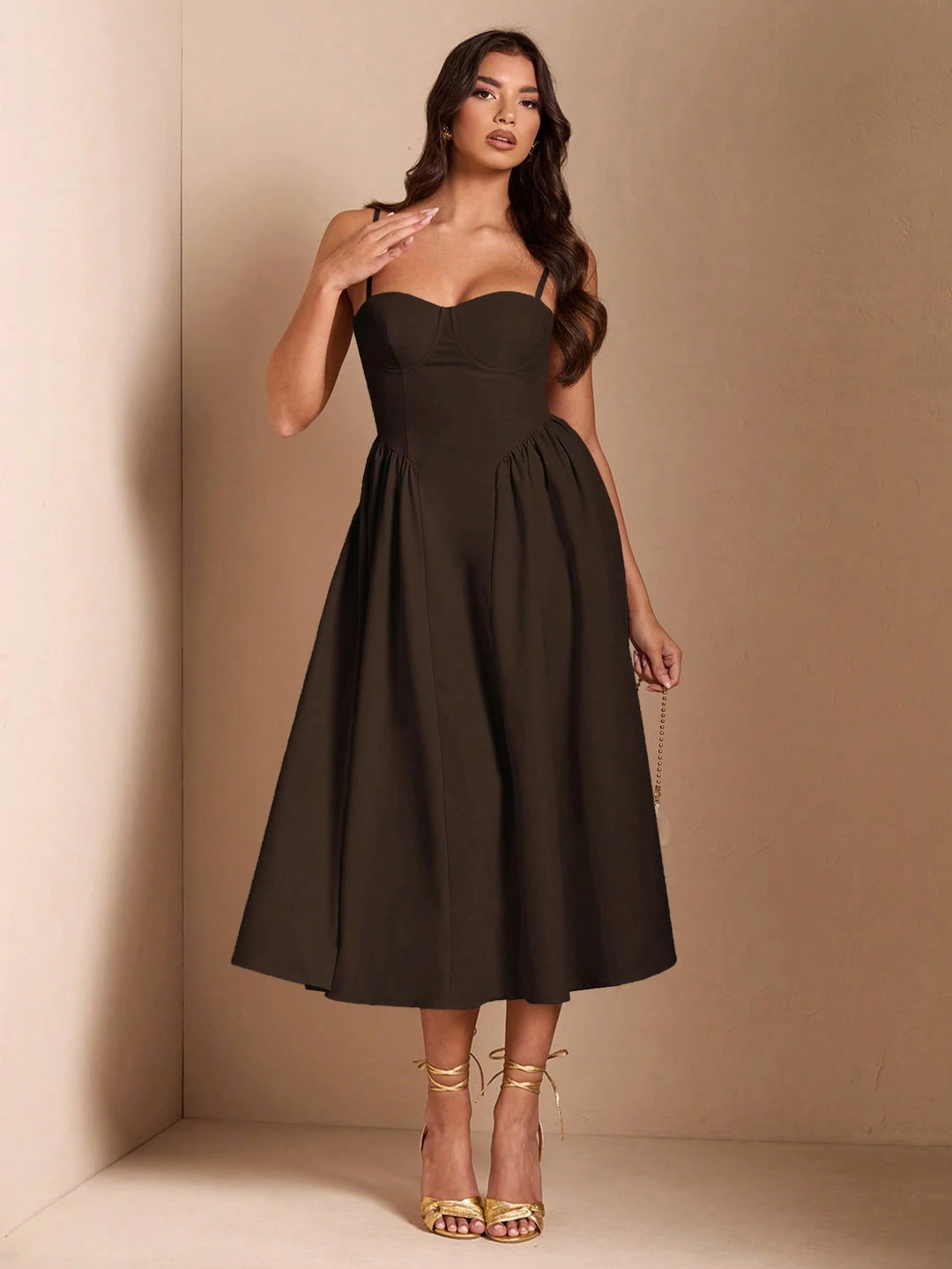 Rochie midi SHEIN, maro