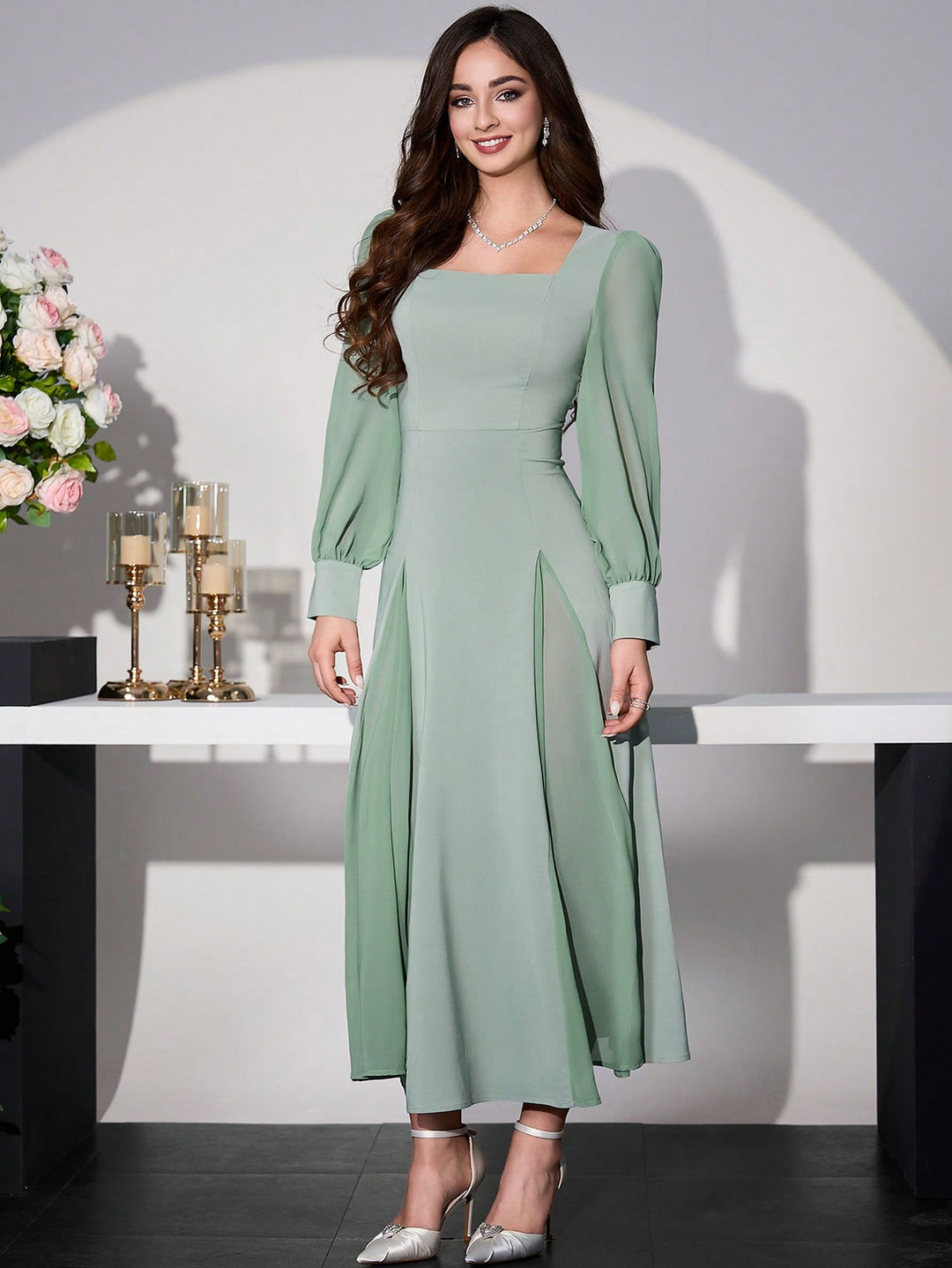 Rochie maxi SHEIN, verde