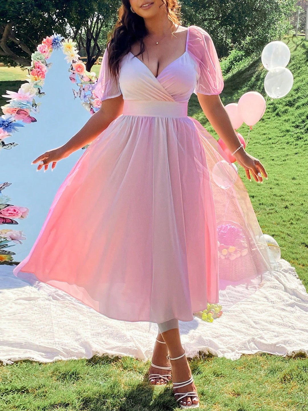 Rochie midi SHEIN, mix culori