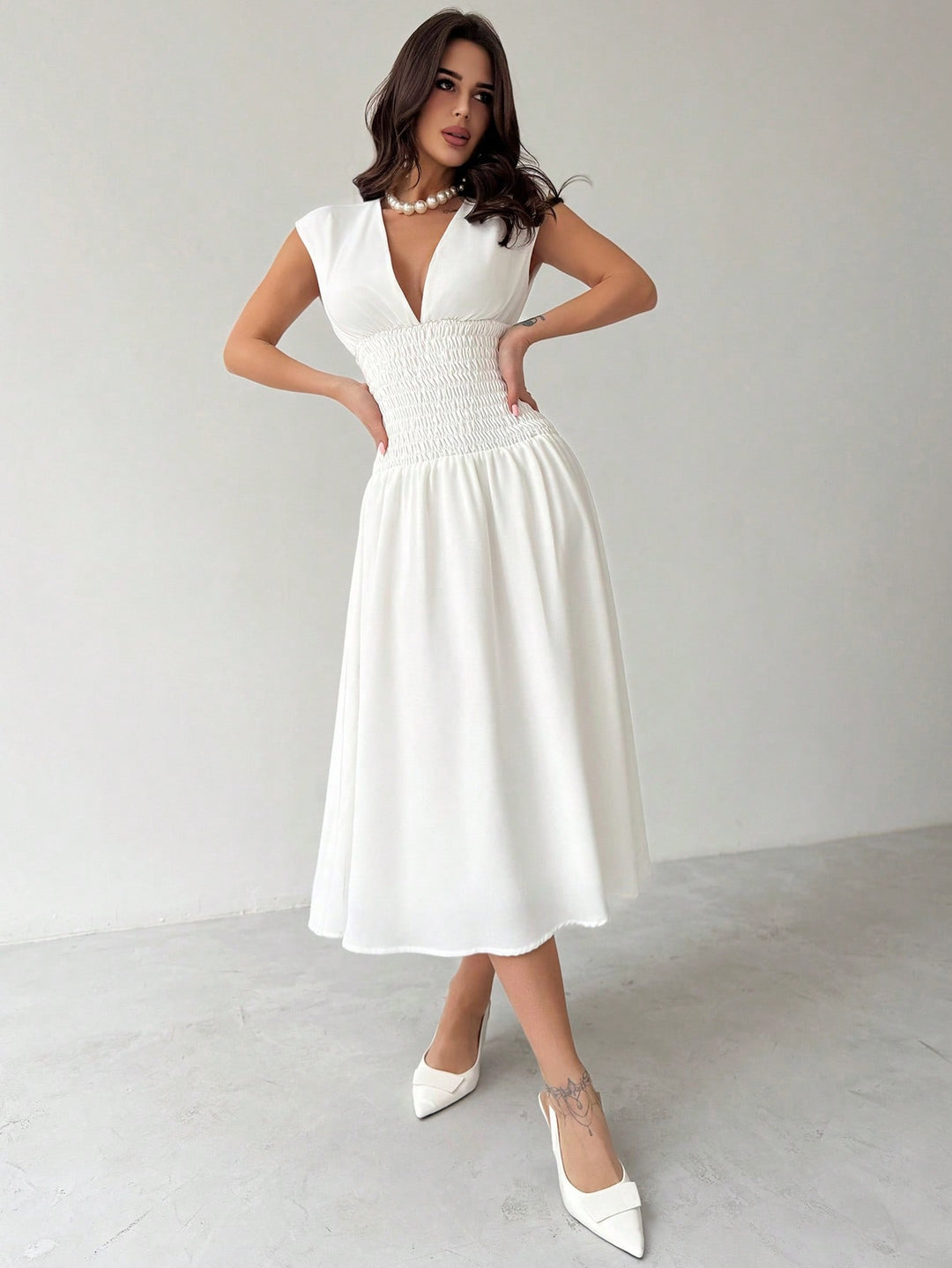 Rochie midi SHEIN, alb