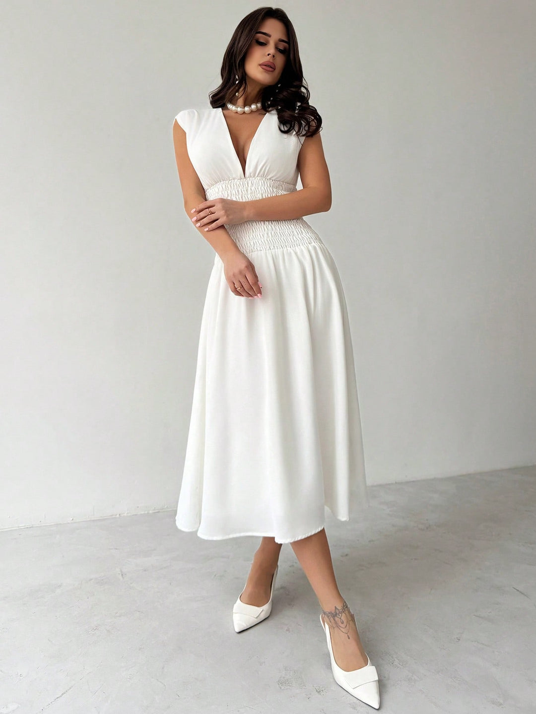 Rochie midi SHEIN, alb