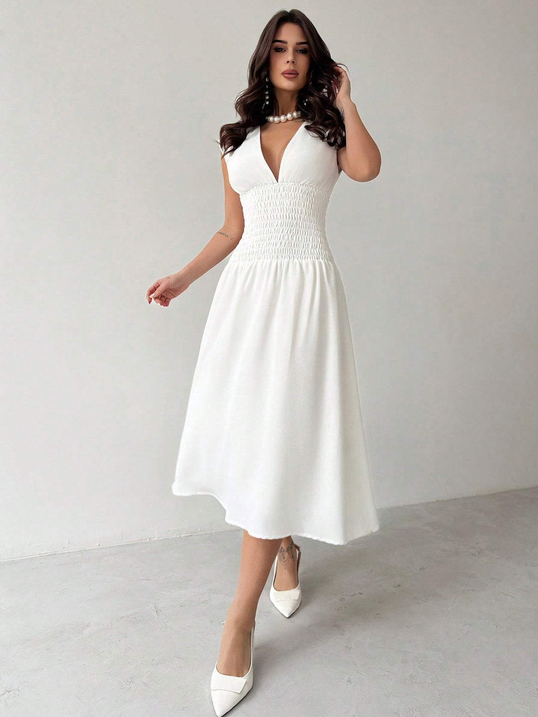 Rochie midi SHEIN, alb