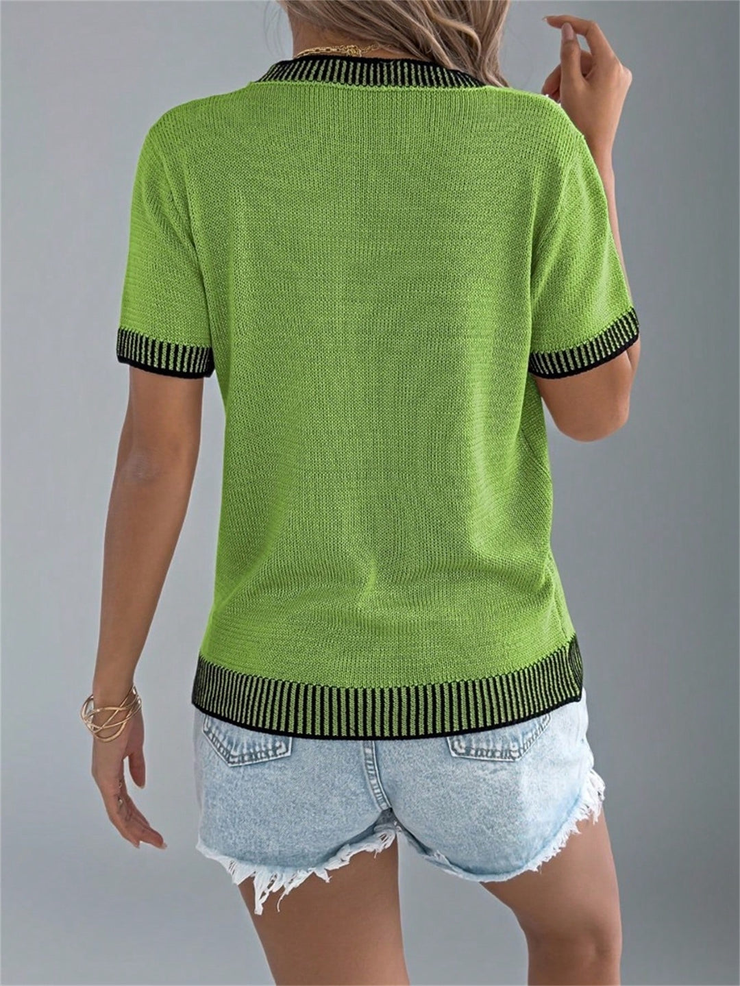 Pulover cu mânecă scurtă SHEIN, verde