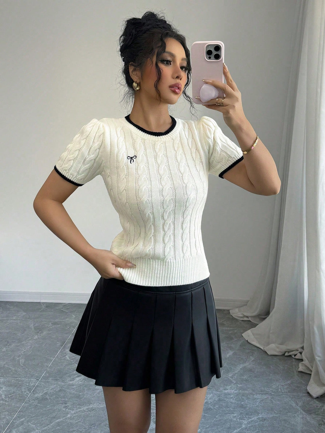 Top tricotat SHEIN, roz