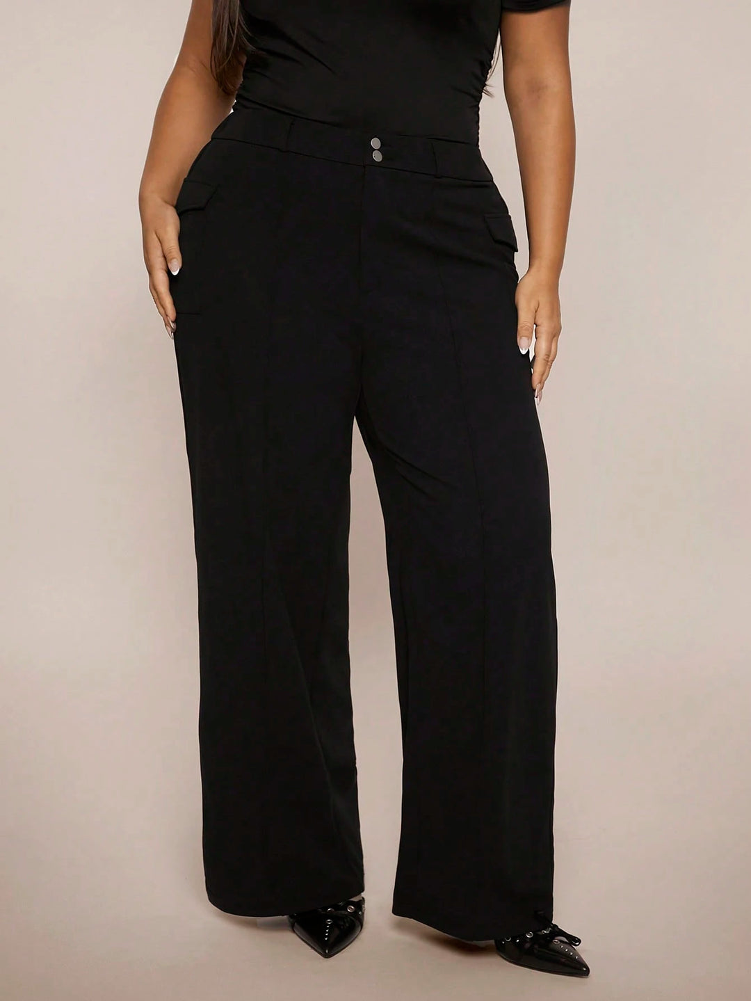 Pantaloni Shein Curve+, negru