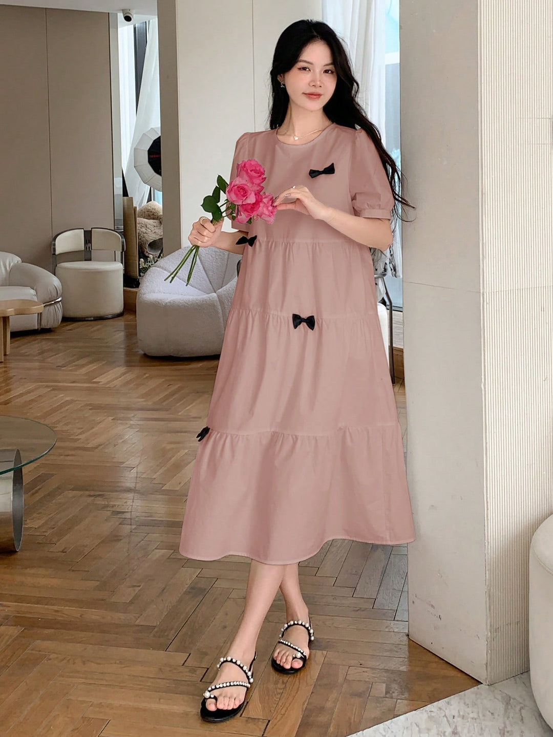Rochie midi SHEIN, roz