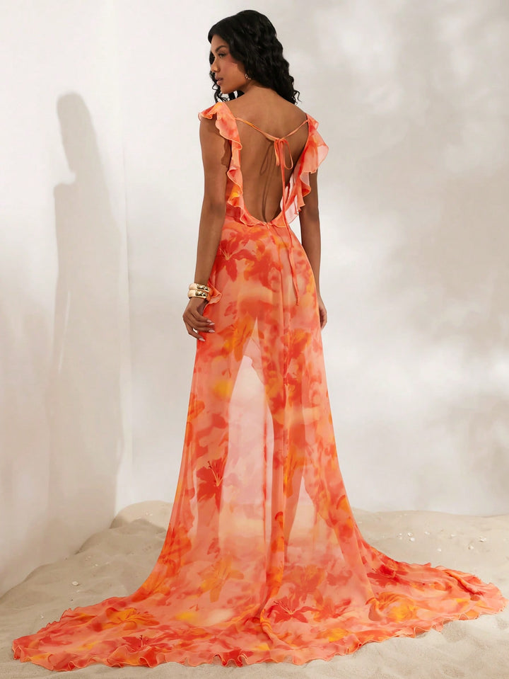 Rochie maxi SHEIN, portocaliu