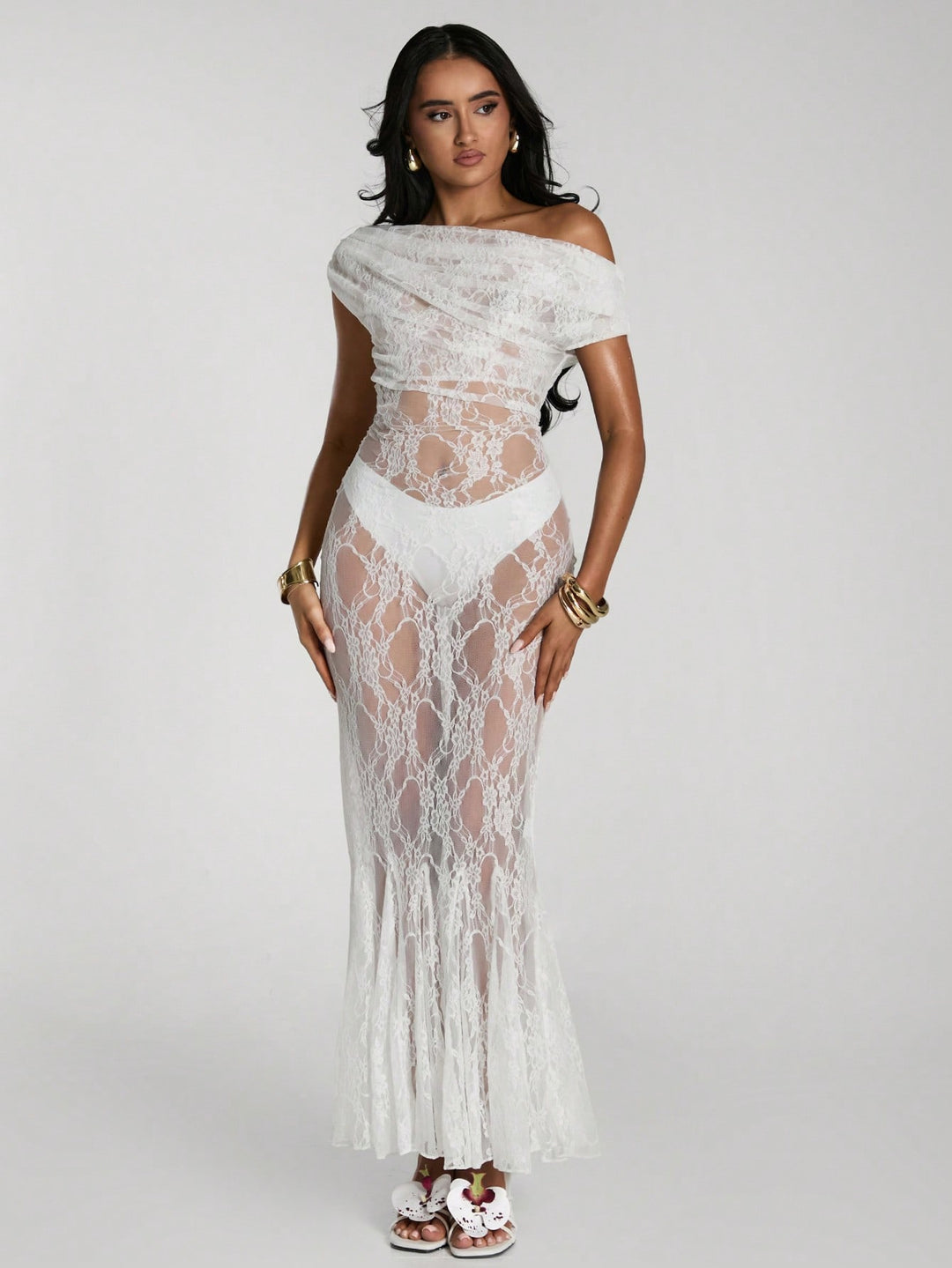 Rochie de plaja SHEIN, alb