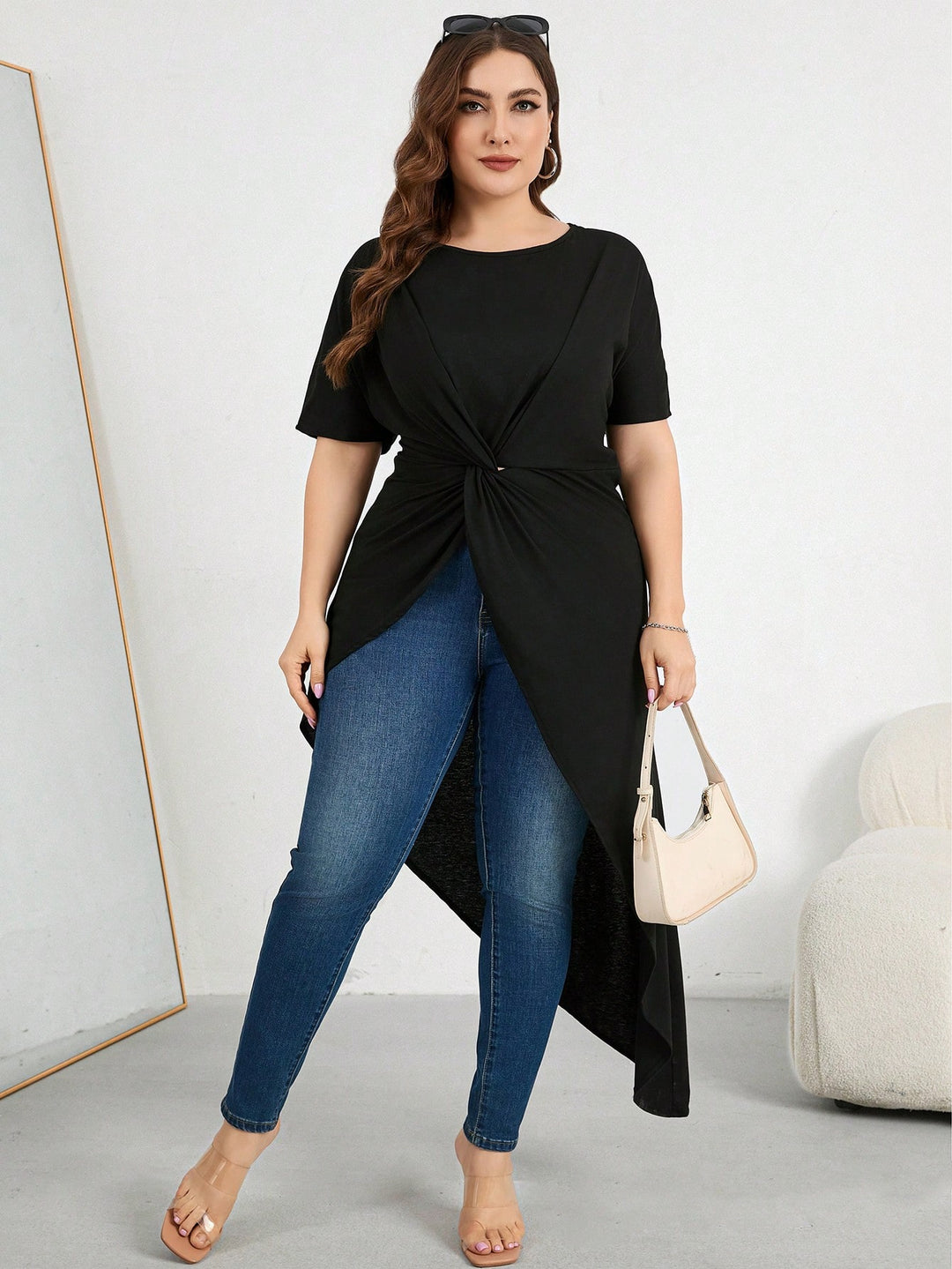 Tricou lung SHEIN, negru