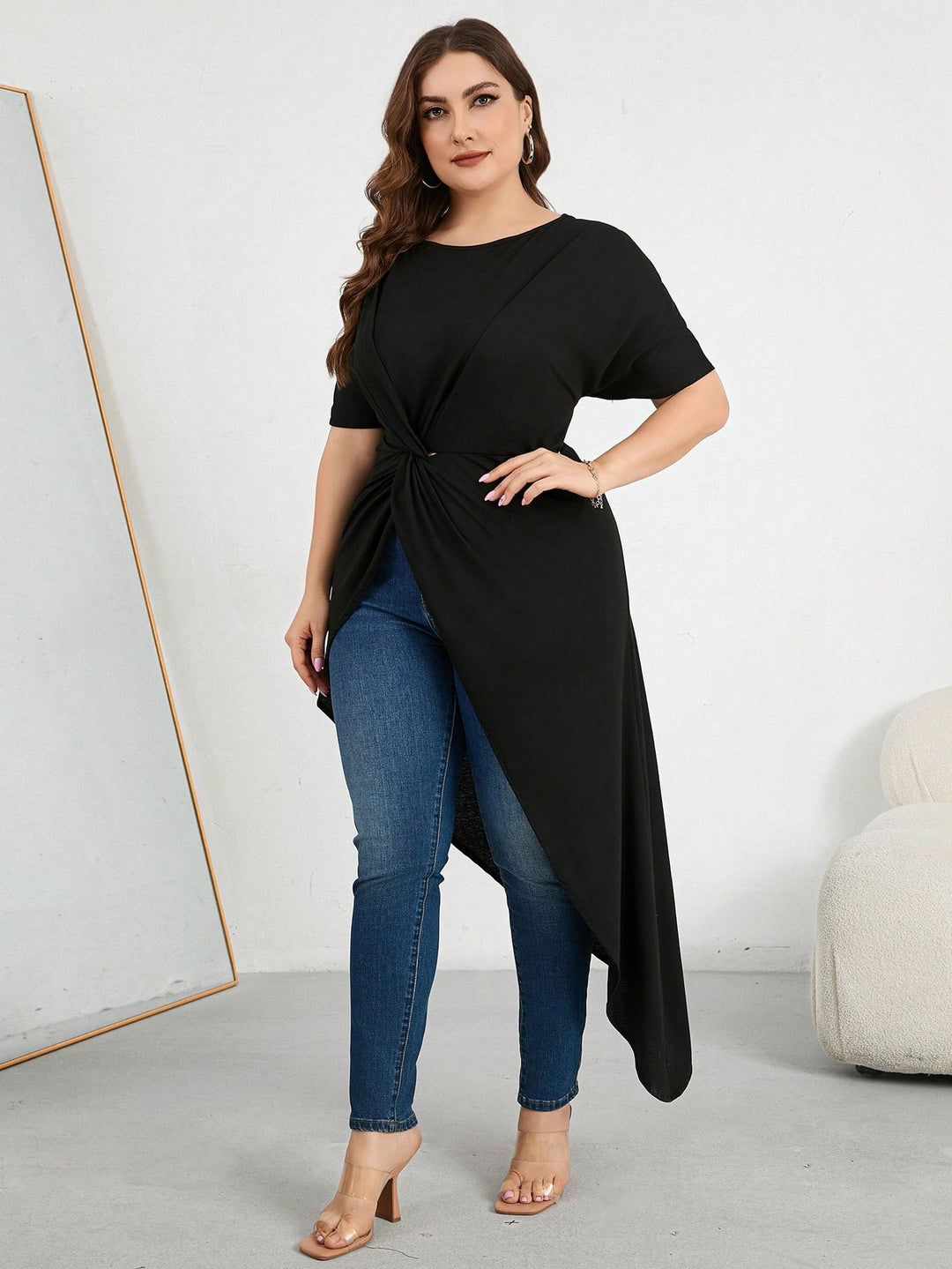 Tricou lung SHEIN, negru