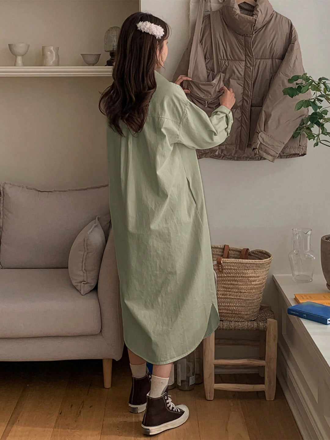 Rochie maxi SHEIN, kaki