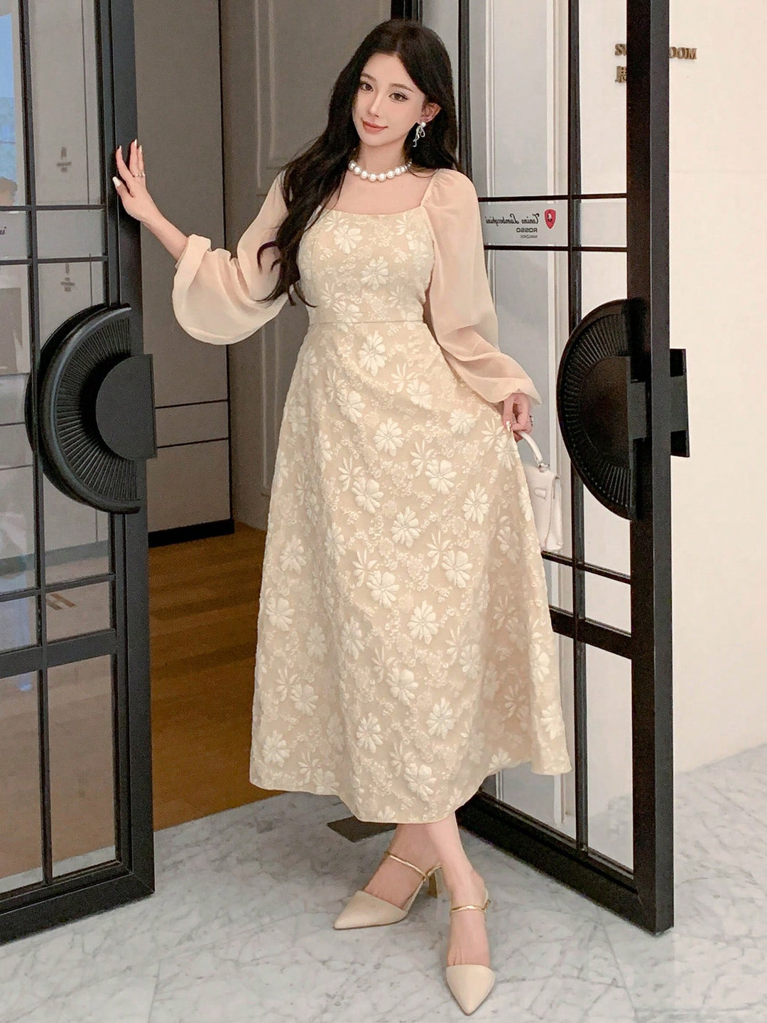 Rochie midi SHEIN, bej