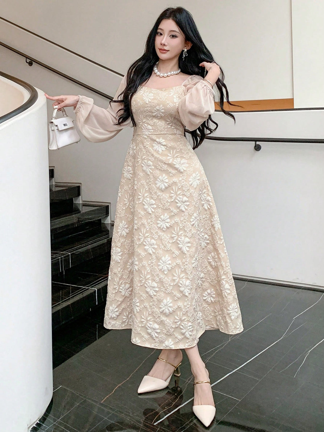 Rochie midi SHEIN, bej