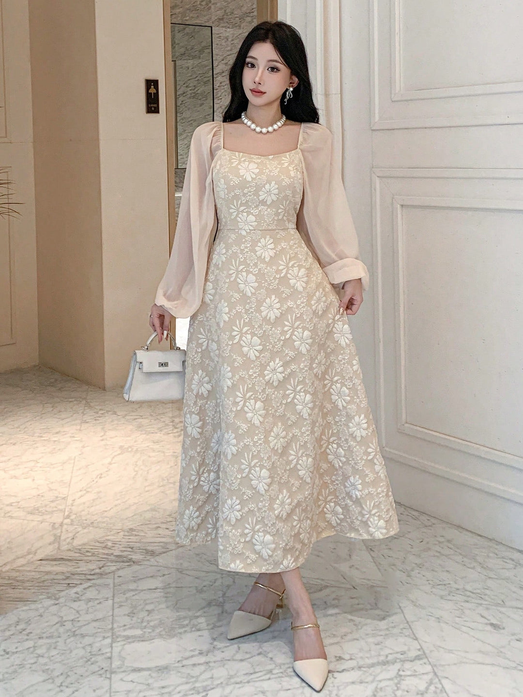 Rochie midi SHEIN, bej