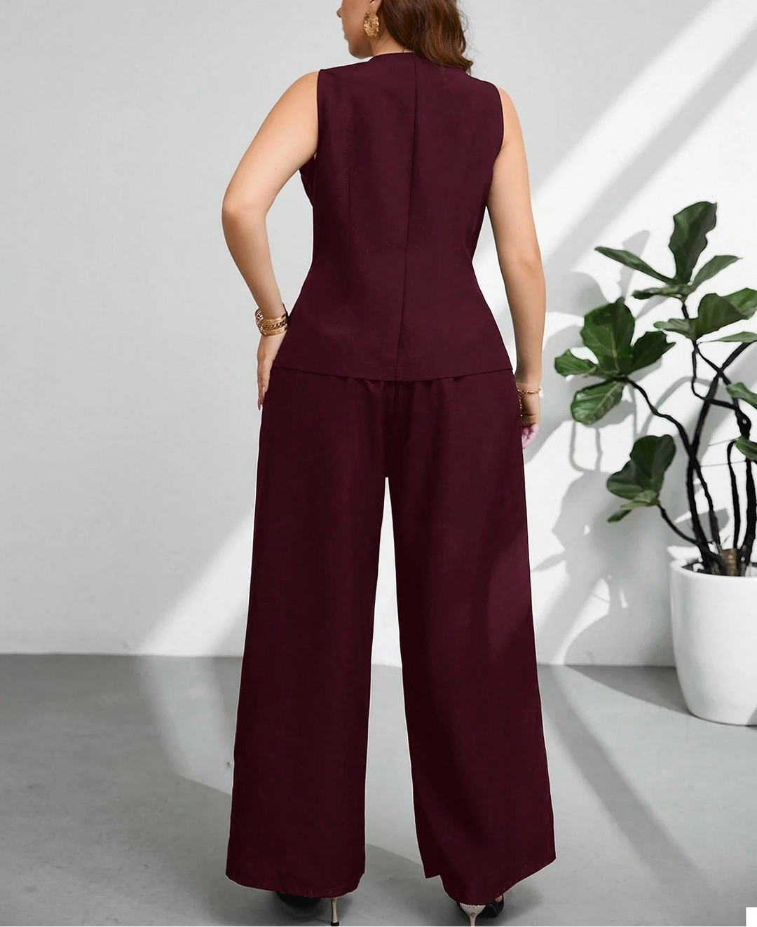 Shein Curve+ jumpsuit, bordó