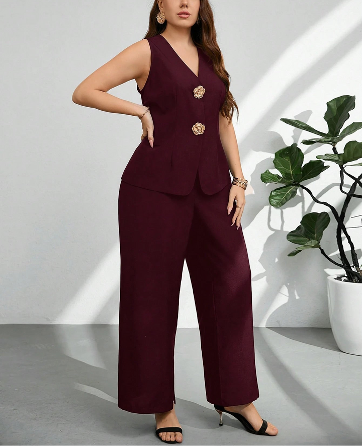 Shein Curve+ jumpsuit, bordó