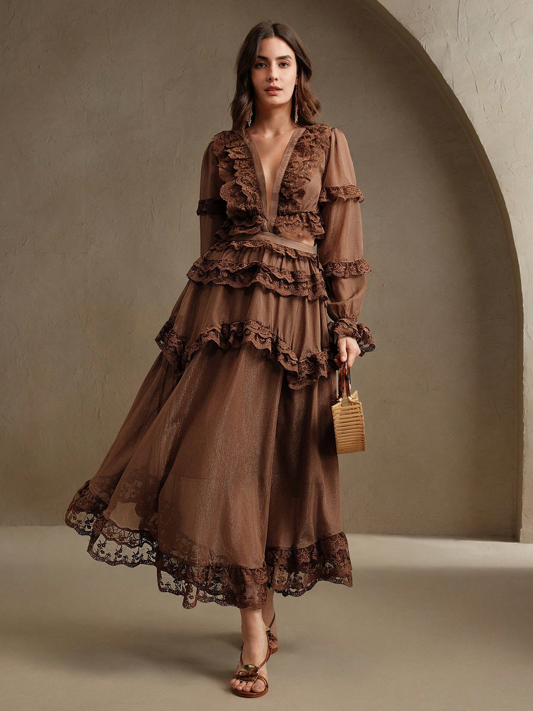 Rochie maxi SHEIN, maro