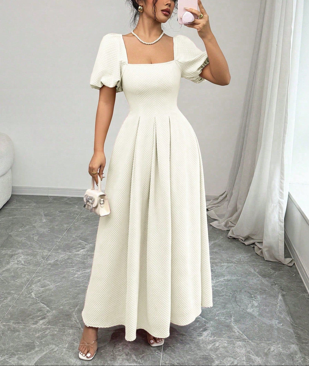 Rochie maxi SHEIN, crem