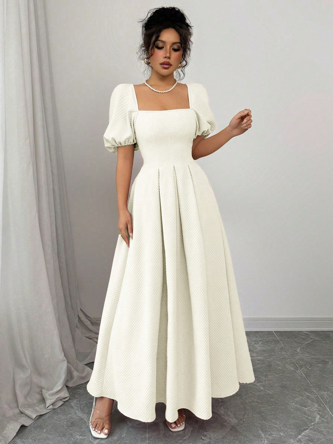 Rochie maxi SHEIN, crem