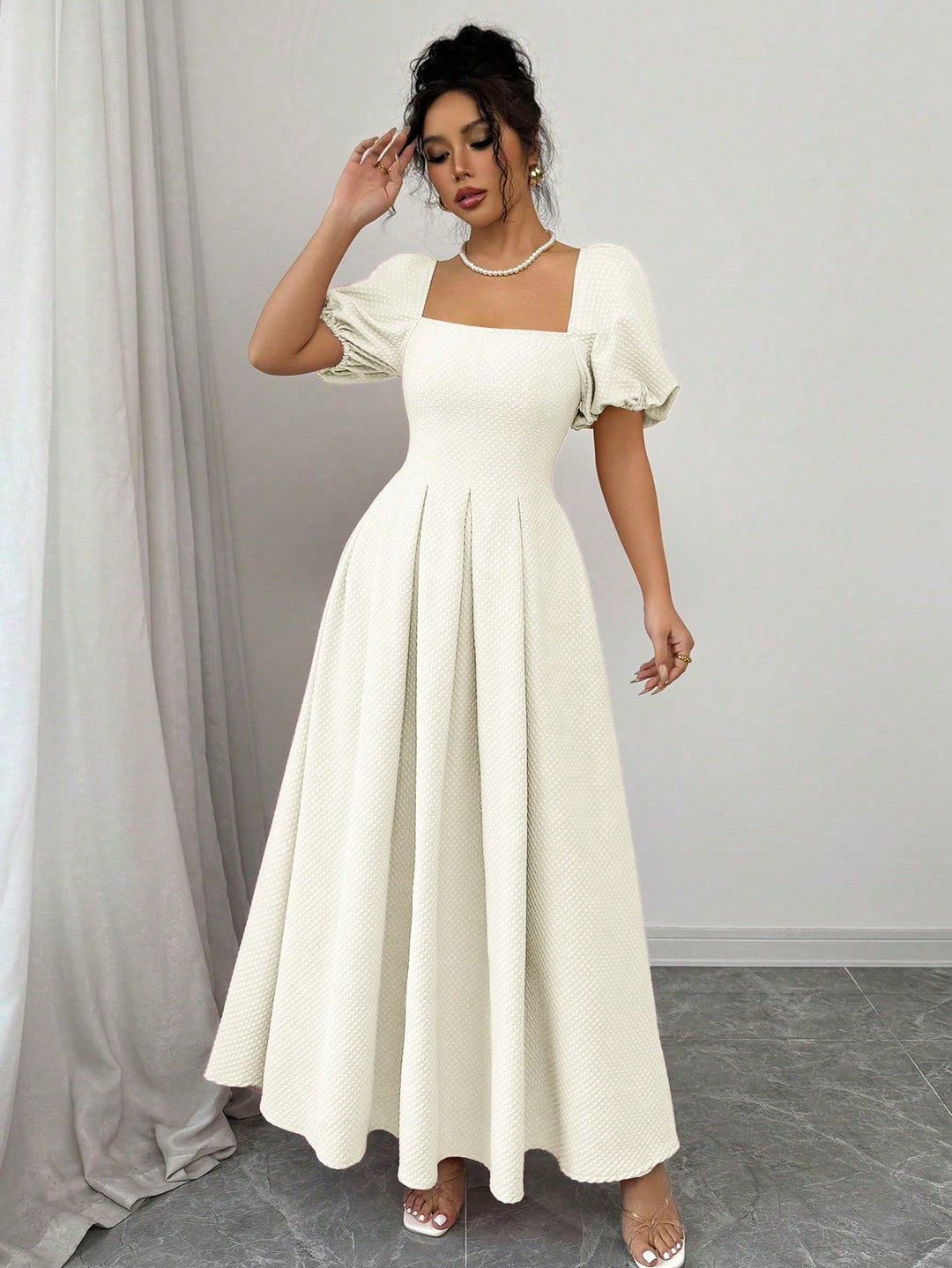 Rochie maxi SHEIN, crem