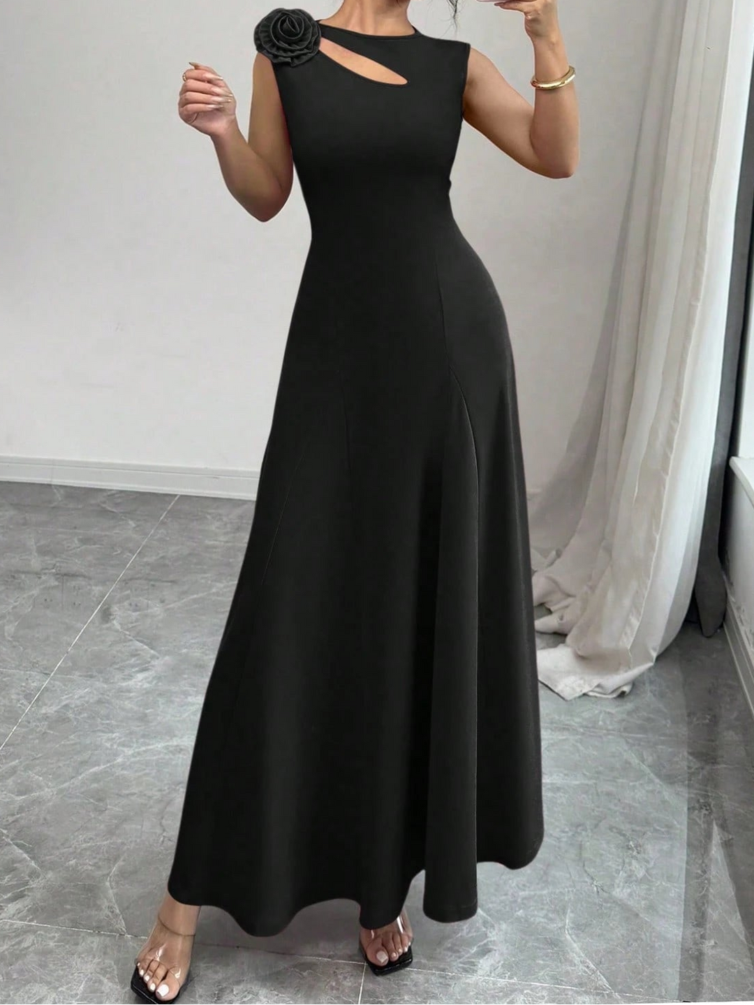 Shein maxi ruha, fekete