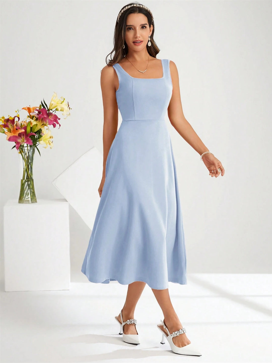 Rochie midi SHEIN, albastru