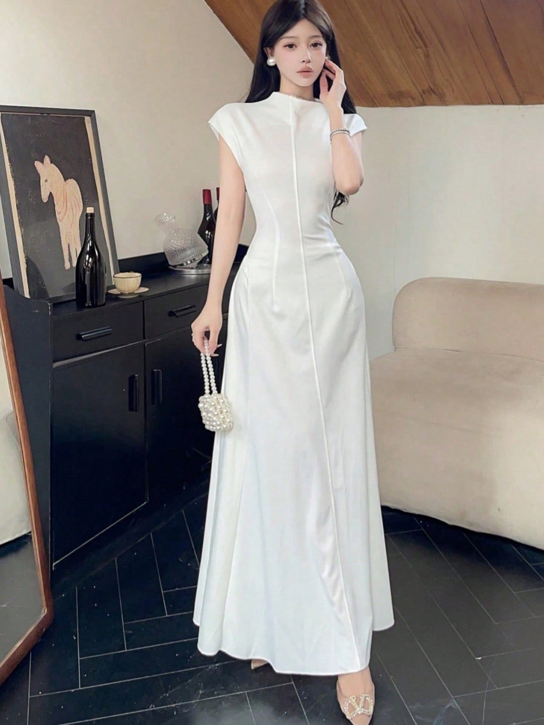Rochie maxi SHEIN, alb