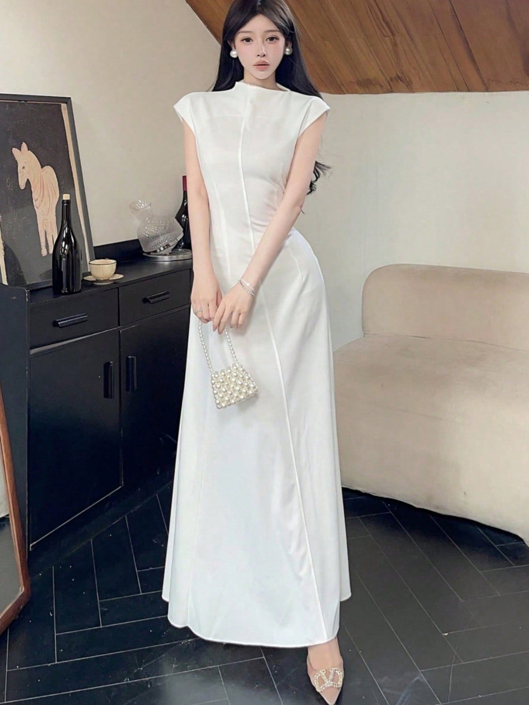 Rochie maxi SHEIN, alb