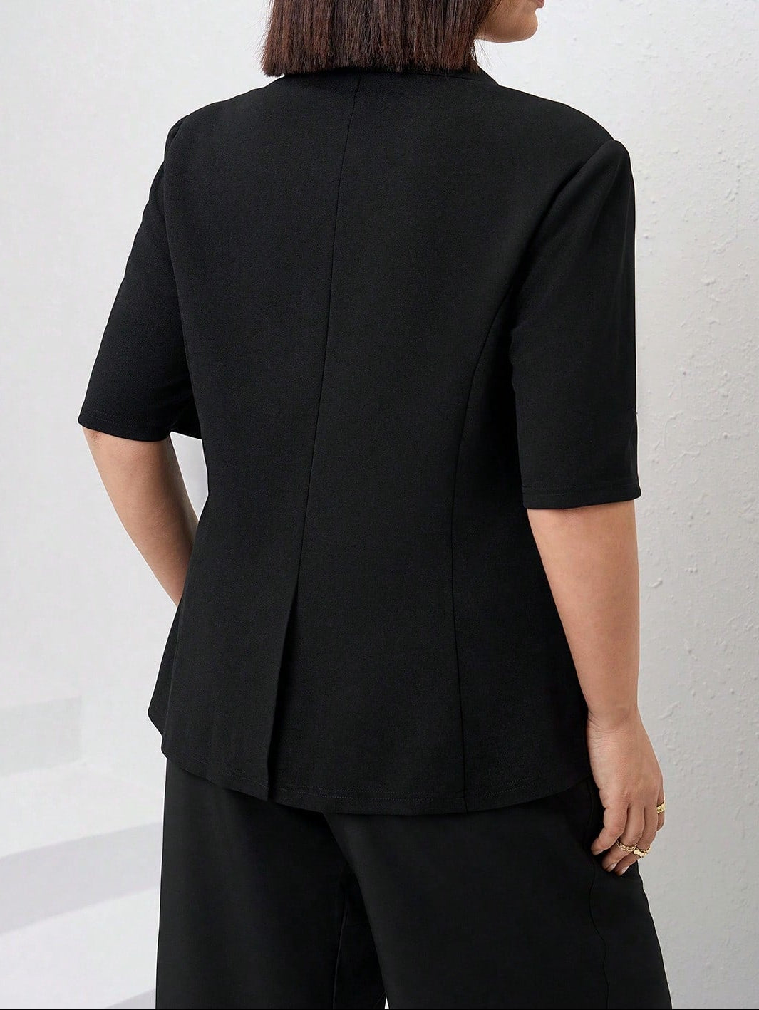 Sacou cu mânecă scurtă Shein Curve+, negru