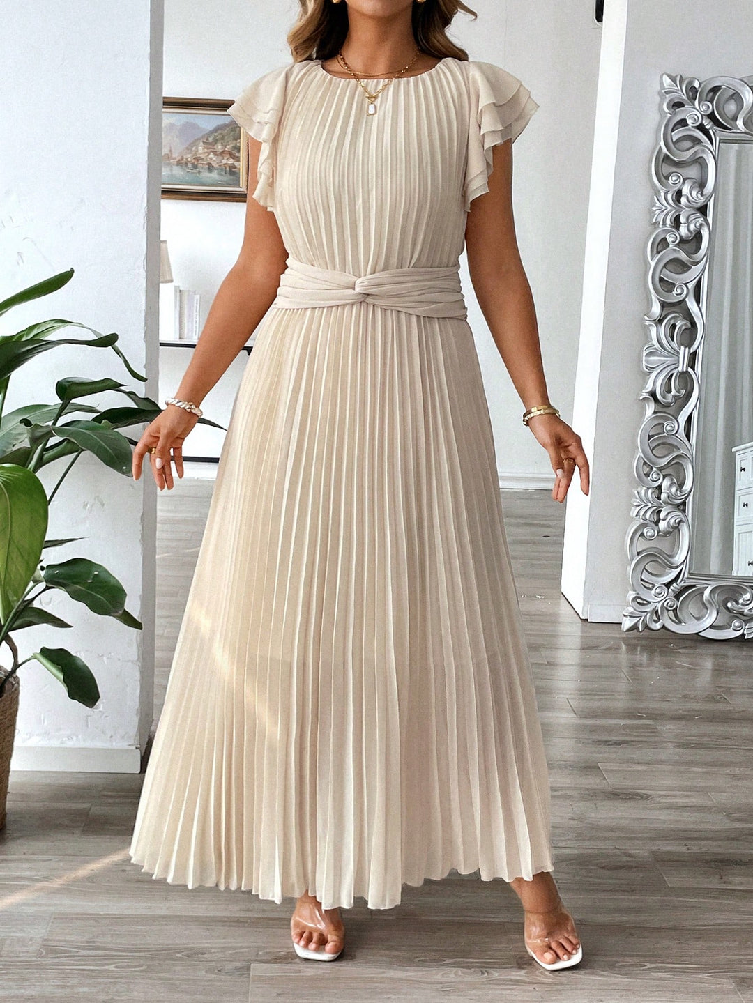 Rochie maxi SHEIN, crem