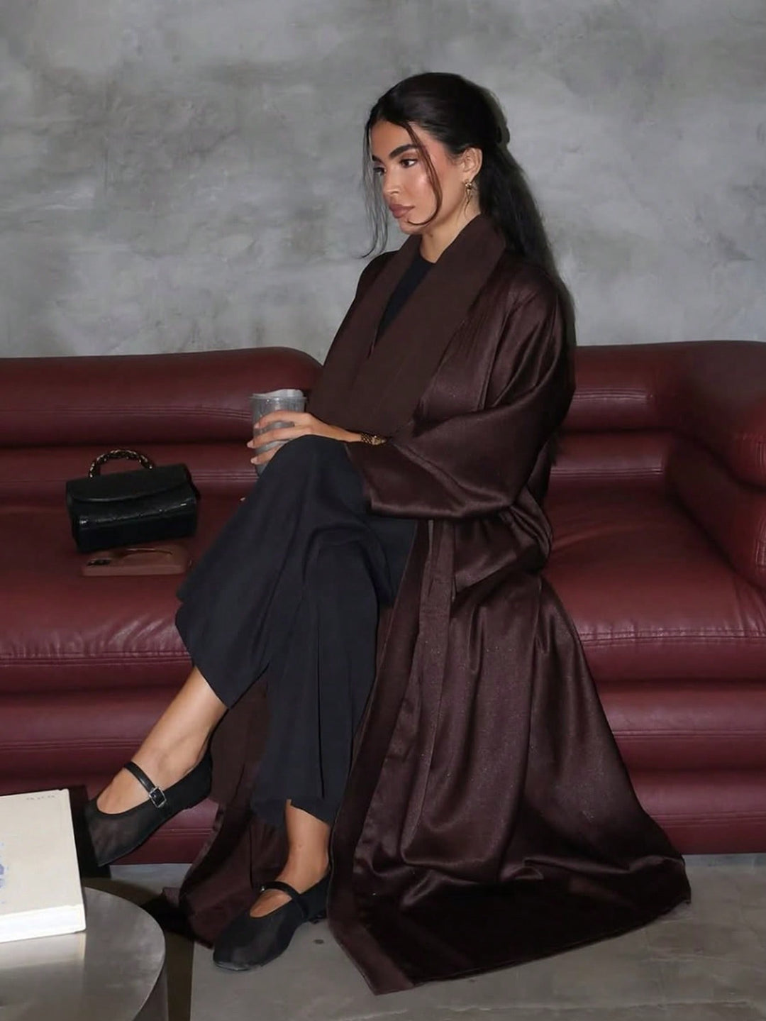 Set caftan și jalabiya SHEIN, maro