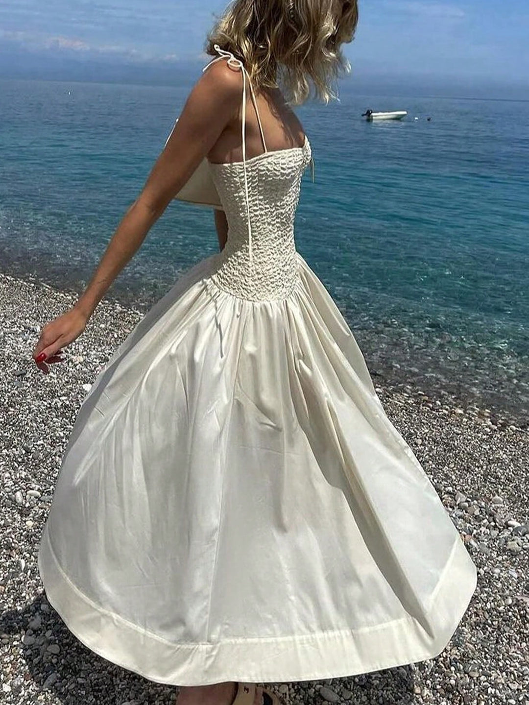 Rochie maxi SHEIN, crem