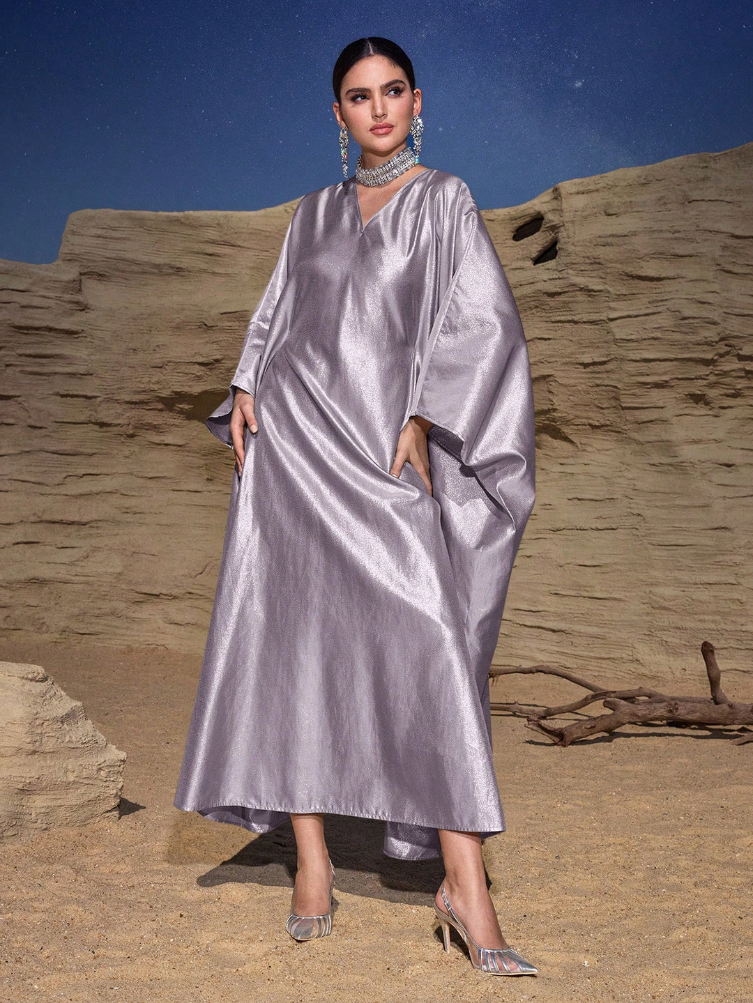 Set caftan și jalabiya SHEIN, mov