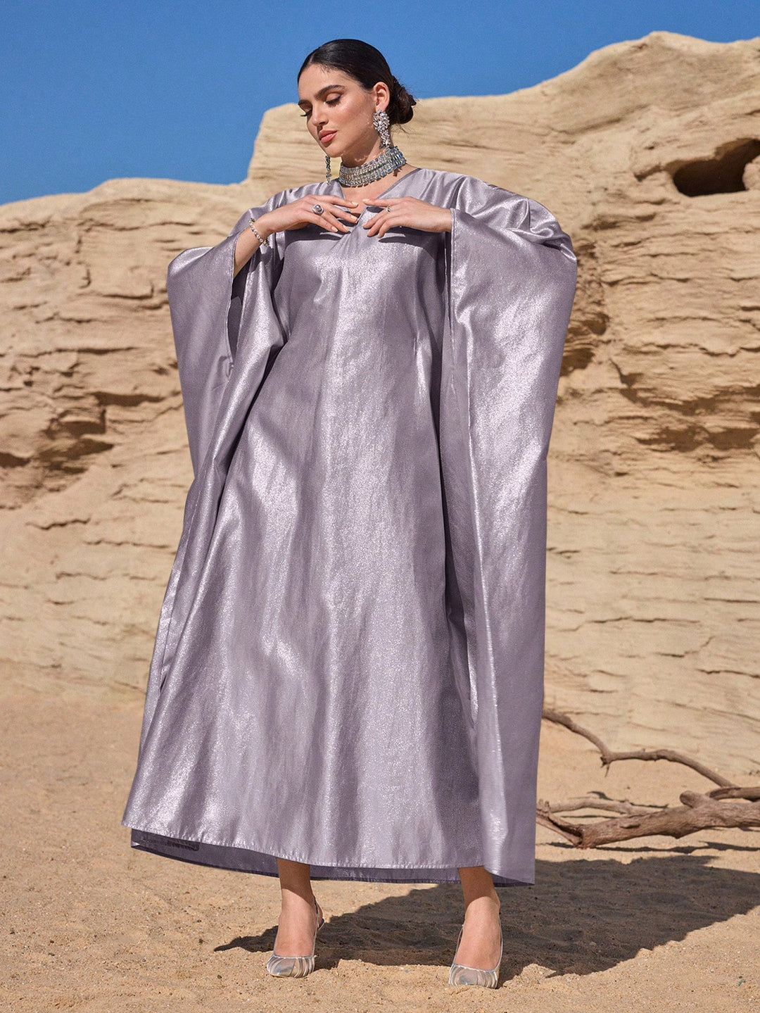 Set caftan și jalabiya SHEIN, mov