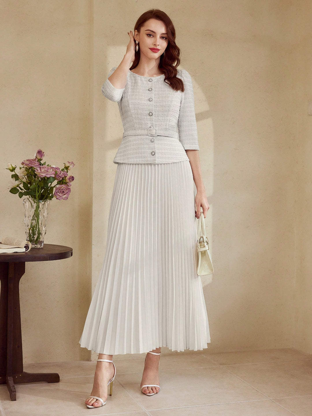 Rochie maxi SHEIN, alb