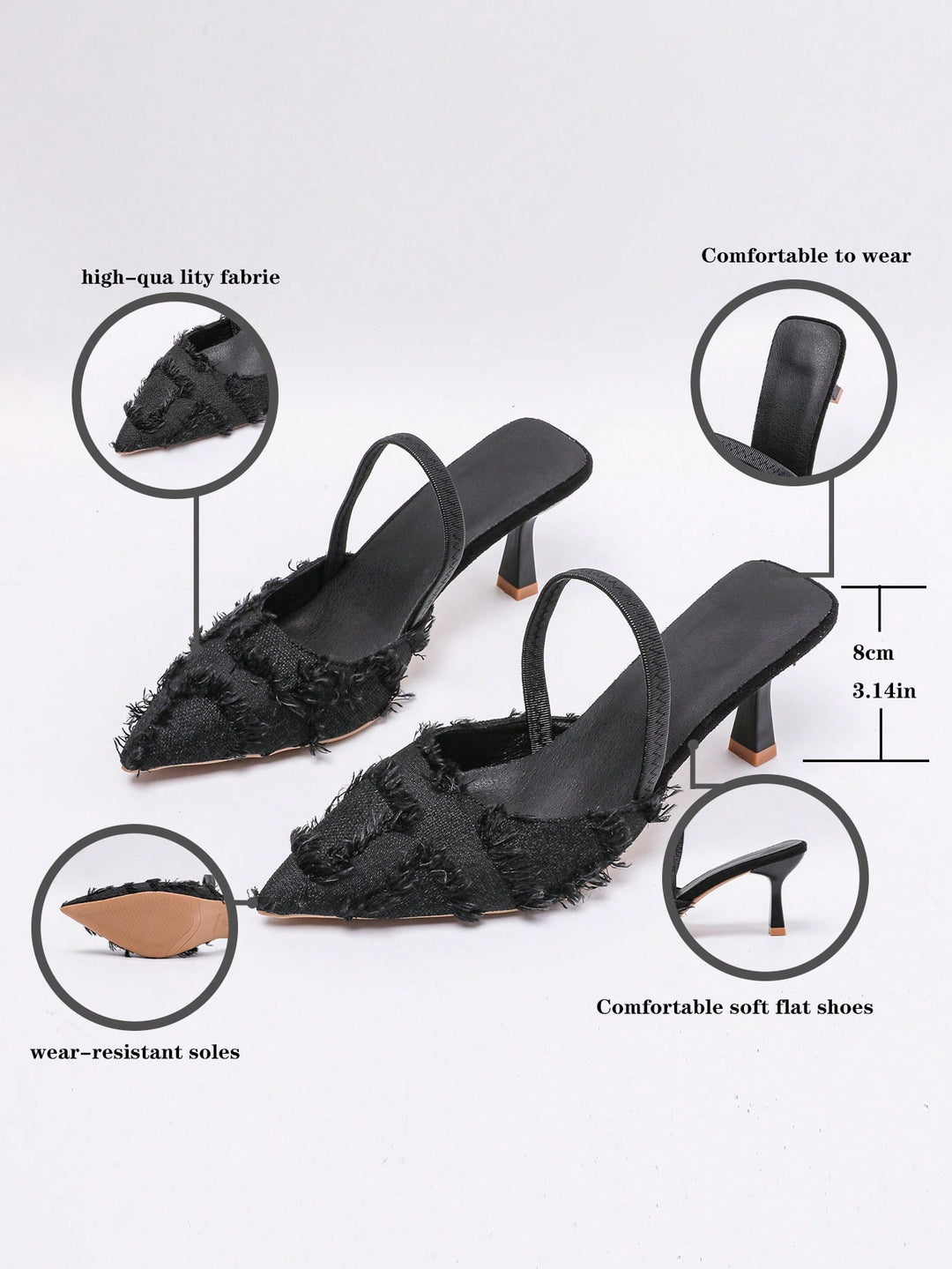 Pantofi cu toc SHEIN, negru