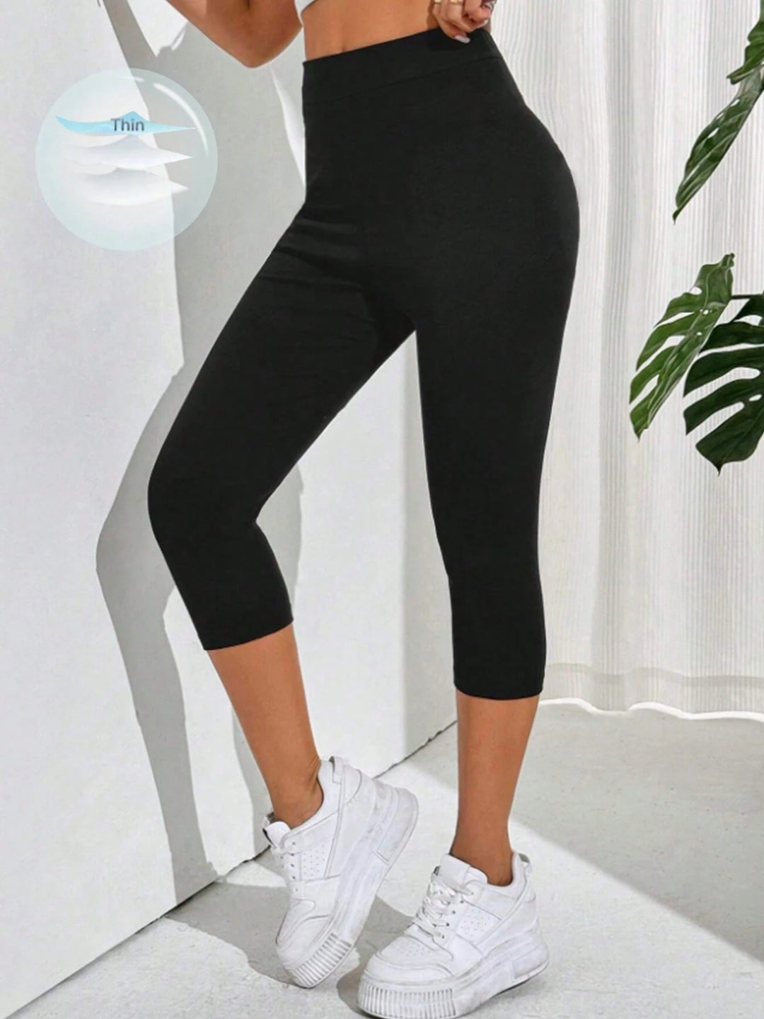 SHEIN 3/4 leggings, fekete